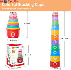 MOONTOY Stacking Cups Baby Toys 6 10 12 18 Months Montessori Toys for 1 Year