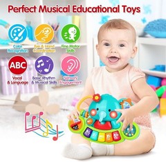 Early Learning Light-Up Elephant Baby Piano – Safe Toy for Infants 6-18