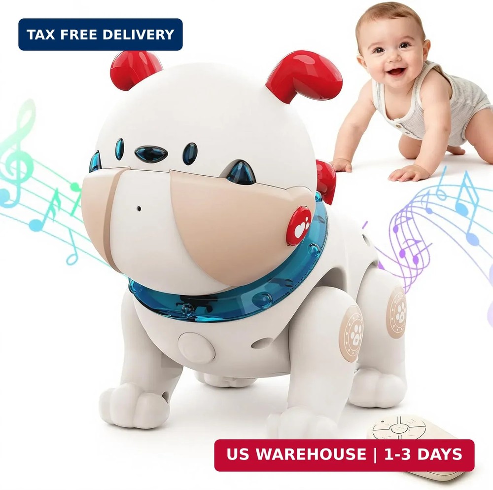 Baby Toys for 6-12 Months: Musical Crawling Dog Toy with Dancing, Recording & Li