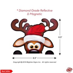 Jumbo Reflective Magnetic Santa’s Helper Reindeer Face Car Decorations Kit – …