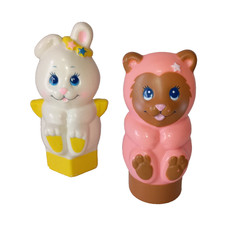 Vintage 1984 Mattel Stack A Star Angel Bunny & Bear Baby Toy Rattle Shakers