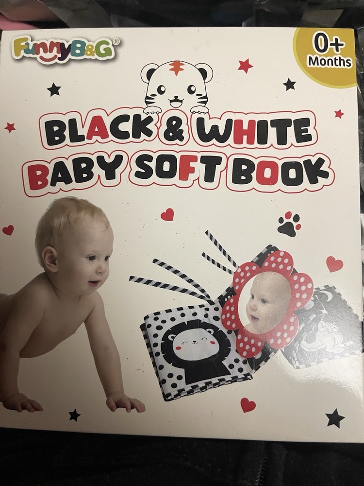 FunnyB&G Black White Red Baby Soft Book 0+ Months Hand-Eye Coordination