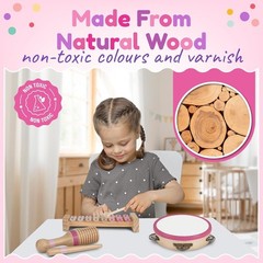 Educational Music Toy for Toddlers: Pink Wood Instruments