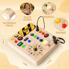 Busy Board With Led Light Montessori Toys For 1-3 Years Old Boys Girls Wooden…