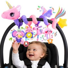 Musical Car Seat Toy for Babies 0-12 Months Girl, 5-in-1 Sensory Activity Han…