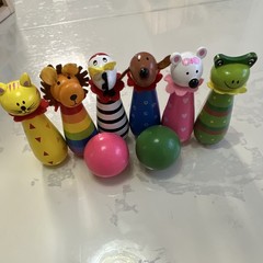 HABA Wonderworld Wooden Baby Toy Lot Rattles Animal Bowling Set BH688