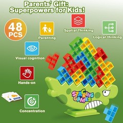 Lktvys Stacking Balance Game for Kids and Adults – 3D Colorful Dinosaur Block