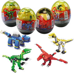 4 Pack Dinosaur Building Blocks Toys in Jumbo Eggs for Kids Boys Girls Easter Ba