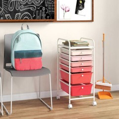 6 Drawers Rolling Storage Cart Organizer-Pink – Color: Pink