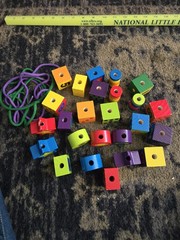 Melissa & Doug Wood Stringing Beads Educational Toy Multi Color Shapes Counting