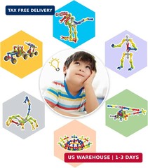 170 Pcs Building Toys for Kids Ages 4-8 with Toy Box Storage, Idea Guide, Buildi
