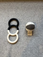Lovevery Standing Card Holder, Silicone Rattle & The Looker Play Guide 0-12 wks