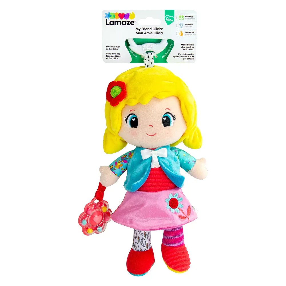 Lamaze “My Friend Olivia” Clip-On Plush Doll Rattle Baby Toy 0+ Months NEW