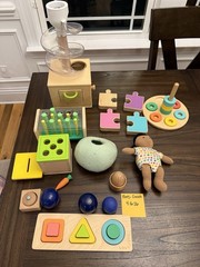 Lovevery Montessori Activity Toy Lot Shape Sorter Stacking Rings Ball Ramp