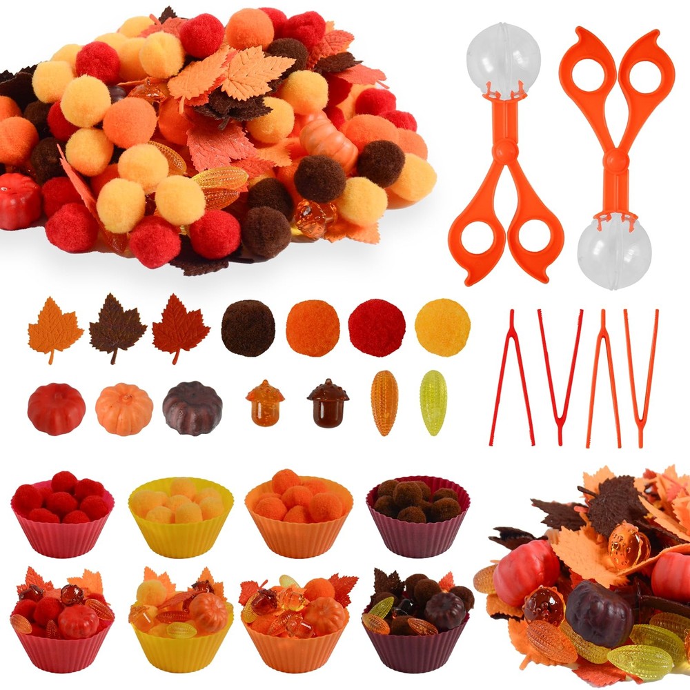 212Pcs Fall Sensory Bin Filler Fine Motor Toys Thanksgiving Sensory Bin Items…