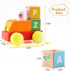 26 colorful letter blocks ABC Wooden block Cart Montessori Preschool Learning