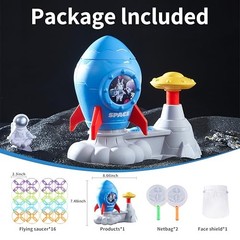 Outdoor Toys for Kids Ages 3-8: Flying Disc Launcher Toy Blue-16 Flying Disc