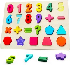 Montessori Style Toddler Puzzle Set with Bright Numbers & Shapes – Gift Ready!