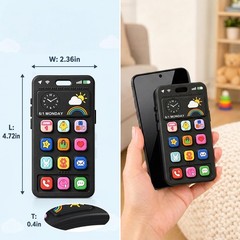 Baby Silicone Remote and Phone Teether, 2pack Teething Toy for 3 Black 2