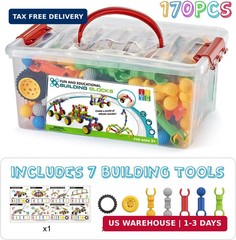 170 Pcs Building Toys for Kids Ages 4-8 with Toy Box Storage, Idea Guide, Buildi