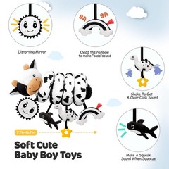 Spiral Car Seat Baby Toys 0-6 Months, Infant Carseat High Contrast Sensory To…