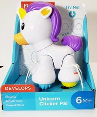 Fisher-Price Unicorn Clicker Pal Strengthens Fine & Gross Motor Skills, 6 Month+