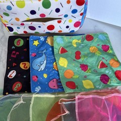 Soft Side Baby Tissue Box Rainbow Scarves Crinkle Tissues Sensory Toy