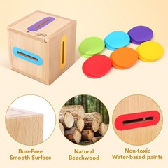 Montessori Wooden Color Sorting Sensory Toy for Toddlers 1-3 Years, Fine Motor S