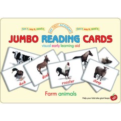 JUMBO Reading Flashcards FARM ANIMALS Preschool FLASH CARDS Learn FIRST Words