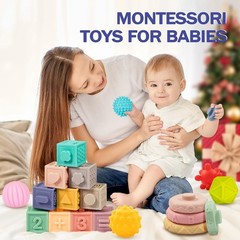 NEW Jyusmile Montessori Infant Teething Toys Set for 6-12 Months Old Babies