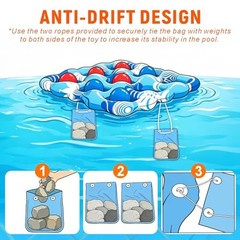 Inflatable Tic Tac Toe Pool Toys, Fun Swimming Pool Game, Floating Water Blue