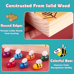 Montessori Bee Hive Toy Fine Motor Skills Color Sorting Toddler Learning 3+ age