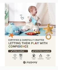 Baby Play Mat Gym, Larger 0-18mo Mirror & 5 Sensory Toys|Magical Ocean Blue-NEW!