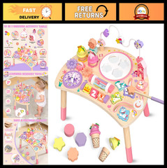 Montessori Wooden Activity Table for Toddlers 1-3 | 10-in-1 Sensory Learning Toy