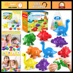 26PCS Dinosaur Alphabet Learning Toys, Montessori Educational Gifts for Toddlers