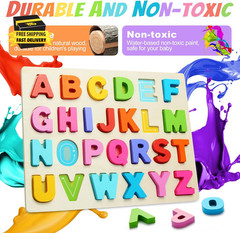 Wooden Puzzles for Toddlers, ABC Alphabet Puzzle, Learning Toys, Preschool Learn