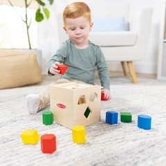 Melissa Doug Shape Sorting Cube – Classic Wooden Toy With 12 Shapes