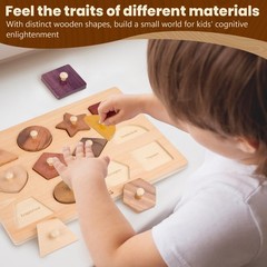 Wooden Puzzles for Toddlers 1-2, 12 Piece Shape Peg Board with Knobs Educatio…