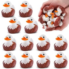 12 PCS Bald Eagle Rubber Ducks, Patriotic 2.4 x 2.2 x 1.8 inches, Brown