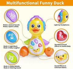 Baby Musical Light Up Duck Toy, Dancing Crawling Tummy Time Toys,0-18 Month Gift