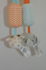 Carters Chime Activity Baby Infant Stroller Clip On Toys Plush Giraffe Elephant