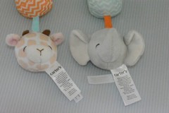 Carters Chime Activity Baby Infant Stroller Clip On Toys Plush Giraffe Elephant