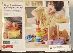 New Fisher Price Mattel Wooden Stacking Shape Sorter 26 Pieces 18 m +