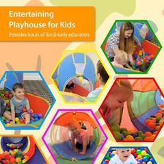 5pcs Kids Ball Pit Tents&Tunnel,Toddler Jungle Gym Play Tent w/ Crawl Tunnel Toy