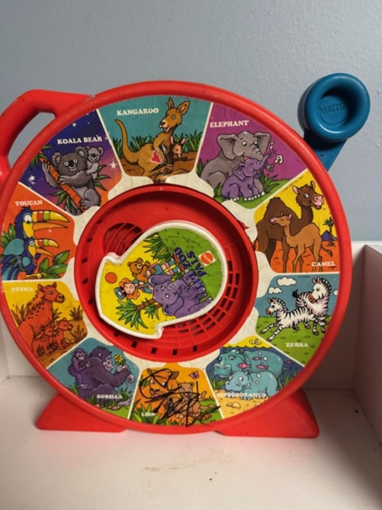Vintage Animal Sounds Wheel Learning Toy Interactive Spinner Red Blue Educationa