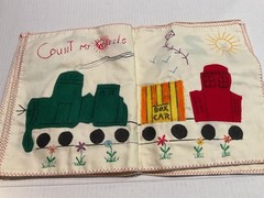 Vintage My Busy Quiet Book Cloth Handmade Moveable Interactive Pages 10”x12”