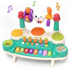 20-in-1 Musical Piano Keyboard Toy, Drum Set for 1-3, Blue