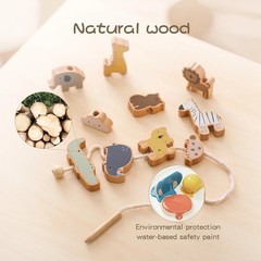 Baby Animal Threading Toys Wooden Stacking Toys Blocks Board Games Wooden