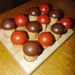 Montessori Wooden Mushroom Peg Sorting Game Child Educational Toy Solid Beech
