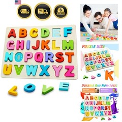 Wooden Puzzles for Toddlers, ABC Alphabet Puzzle, Learning Toys, Preschool Le…